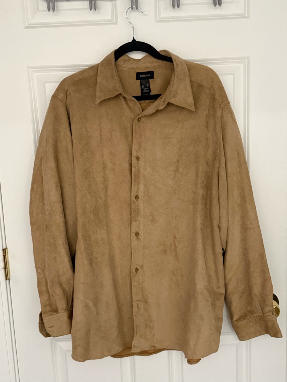Claiborne Men's Suede-Look Button-Up shirt in Tan
